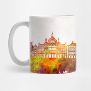 Antwerp skyline in watercolor background Mug